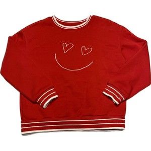 Cat & Jack Red Smile Sweatshirt Girl Size 6/7 Valentine's Like New